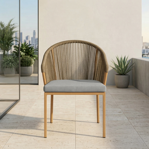 Sedia <span class=keywords><strong>da</strong></span> Giardino di Lusso all'Ingrosso, <span class=keywords><strong>Poltrona</strong></span> in Alluminio Antiruggine con Schienale in Corda e Cuscino per Villa, Cortile e Terrazza - Product Image 1