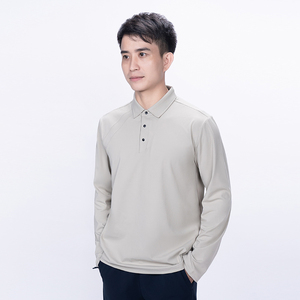 เสื้อโปโลผู้ชายลำลองแบบเรียบ แห้งเร็ว ไซส์ใหญ่ รับสกรีนโลโก้ ซิปครึ่งตัว แขนยาว มีรูสอดนิ้วโป้ง ผ้าถัก เหมาะสำหรับออกกำลังกาย - Product Image 6