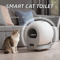 Bac à litière intelligent pour chat contrôlé par application, avec nettoyage automatique, capacité de 65 L, matériau PC, design rond