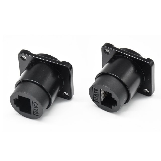 Panel Mount Cat6 Network Ethernet Connector with Dust Cover D-type Module RJ45 Socket Female Signal Extension Interface Adapter