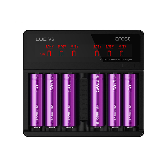 Лучшее зарядное устройство на 6 Вольт Efest LCD LUC V6 18650 зарядное устройств