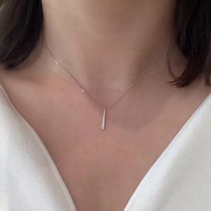 Collar Clásico de Plata de Ley S925 con un Solo Diamante en Forma de Lágrima, Gota de Agua Pequeña, Cadena de Clavícula con Forma de Pera, Diamante Pequeño - Product Image 4