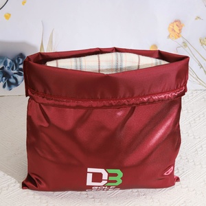 High Quality <b>Burgundy</b> Satin Drawstring Pouch with logo Personalized Satin Handbag Underwear <b>Socks</b> Drawstring Dust Bag - Product Image 3
