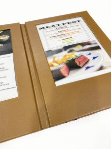 ป้ายเมนูเรืองแสงหนังเทียมสีน้ำตาลสำหรับร้านอาหาร 2 หน้า พร้อมฝาปิด แสดงผลแบบ LED สำหรับคลับ - Product Image 5