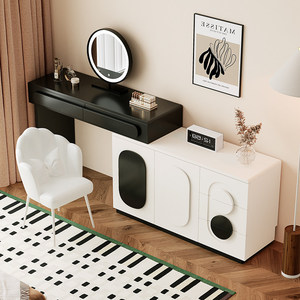 Table de maquillage moderne en bois avec miroir et tiroirs, coiffeuse pour chambre à coucher - Product Image 4