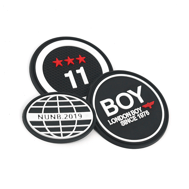 Custom Round Rubber Patches Black White Red Raised Embossed Molded Star Number Circle Textured Logo Badge OEM ODM Wholesale