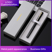 Stylo plume en métal gravé de luxe, coffret cadeau d'affaires haut de gamme, logo personnalisé, stylos à signature, pointe dorée pour hommes