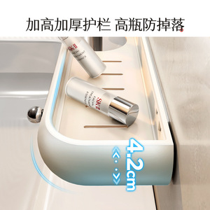 Estante rectangular para grifo de baño, estante de almacenamiento duradero de 1 nivel para espejo de lavabo, montado en la pared - Product Image 3