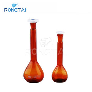 Rongtai เครื่องแก้วบอโรซิลิเกตสำหรับห้องปฏิบัติการเครื่องแก้วในห้องปฏิบัติการขวดแก้วปริมาตรขวดแก้วสีเหลืองอำพันขนาด200มล. - Product Image 3