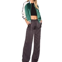 Veste bomber élégante imperméable et coupe-vent en satin, style baseball, à manches longues pour femmes, vêtement d'extérieur respirant et léger