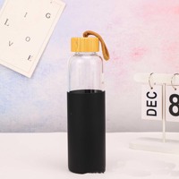 Bouteilles d'eau en verre borosilicate de haute qualité avec manchon en silicone, sans BPA, réutilisables, transparentes, avec couvercle en bambou anti-fuite