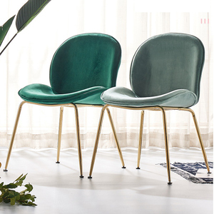 Modern Metal Flared <b>Legs</b> Green Velvet Dinner Chair for Home Bar and Villa Use - Product Image 1