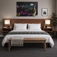 Nouveau Design Meubles d'Hôtel Hampton Inn Tête de Lit King en Bois Massif Ensemble de Chambre d'Hôtel 5 Étoiles avec Table de Chevet