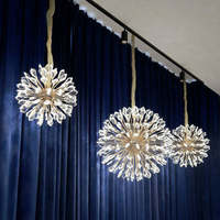 Lumière américaine moderne Salle à manger de luxe Salon Hôtel Décoration intérieure Globe doré Suspension en cristal