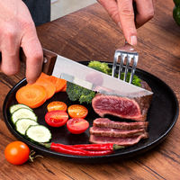 Lot de 12 couteaux à steak de qualité supérieure avec manche en bois et lame dentelée en acier 2Cr13 pour restaurants, barbecues et traiteurs