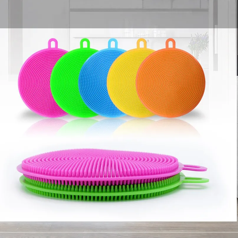 Multifunction Washable Dish Cleaning Brush Silicone Sponges Kitchen Scrub Brush For Dish Pot And Veggies Fruit