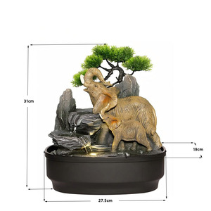 Fuente de Agua Decorativa de Mesa con Cascada, Rocas y Árbol Bonsái con Forma de Familia de Elefantes, con Luces LED para Decoración de Hogar, Oficina y Escritorio, Relajación Interior - Product Image 6