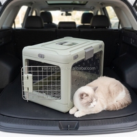 Cage de transport légère et pliable pour animaux de compagnie, conforme aux normes aériennes, avec double grille de ventilation, pour isolation intérieure des chats et chiens, boîte de voyage