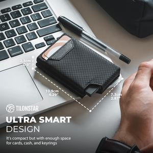 Cartera Bifold de Cuero y Aluminio TILONSTAR TVC511 para Hombre, Minimalista, Impermeable, con Bloqueo RFID, Compartimento para Dinero, Tarjetero - Product Image 6