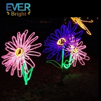 Nouvelle lumière 3d led géante en Fiber optique à motif de fleur de pissenlit