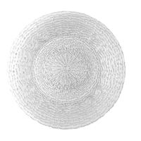 Assiettes de présentation en verre transparent avec motif cercle concentrique à pois dorés, assiettes décoratives rondes pour la décoration de table de mariage et de banquet