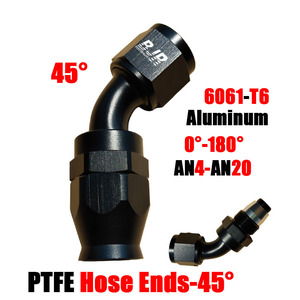 Pièces automobiles BJR, embouts <span class=keywords><strong>de</strong></span> <span class=keywords><strong>tuyau</strong></span> en aluminium noir universels à 45 degrés AN6 AN8 AN10 AN12 peints en PTFE pour système <span class=keywords><strong>de</strong></span> carburant - Product Image 2