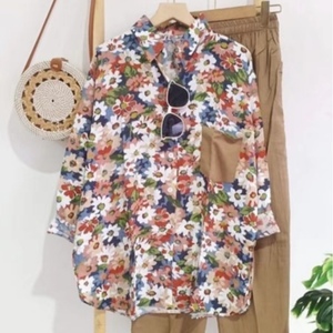 Women's Printed Casual Long Sleeve Shirt Long <b>Pants</b> 2 Piece Set Fashion - Product Image 3
