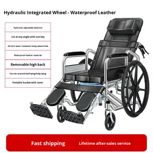 Sedia a Rotelle Pieghevole Leggera in Acciaio Fukeda per Anziani/Paralizzati, Design Portatile Utilizzabile Sdraiati, Scooter Manuale, 1 Anno di Garanzia - Product Image 6