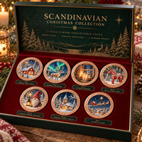 Pièce de collection souvenir de Noël scandinave personnalisée en cuivre pur 999 de 1 oz, impression UV en relief 3D
