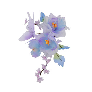2025 Nuevo Diseño Original Hecho a Mano, Tocado Hanfu de Seda Morada con Flores, Estilo Antiguo, Exquisito y Versátil, Adorno para el Cabello Termoconformado - Product Image 5