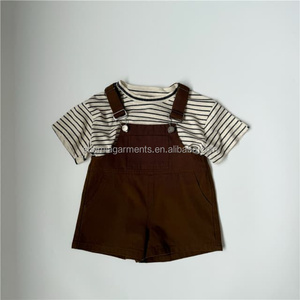 Shorts cargo à bretelles pour bébés et jeunes enfants, 100% coton, avec poches, style mode été, personnalisables en usine, faible MOQ - Product Image 2