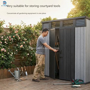 Capanno da Giardino Personalizzabile con Tetto a Falda, in Resina, con Protezione UV e Struttura in Acciaio - Product Image 2