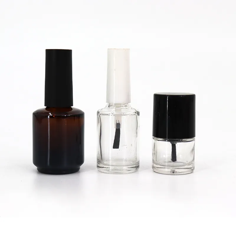 Wholesale Empty Clear Glass 10ml Nail Polish Bottle Brown Frosted White 8ml Portable Small Brush Nail Polish Bottles Container