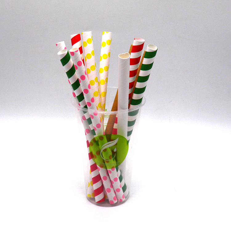 Biodeefradable Drinking Paper Straw Disposable Customized Dot Design Food Grade Straws