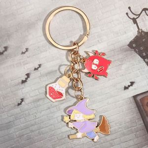 Mát Halloween kim loại men Móc Chìa Khóa Halloween <span class=keywords><strong>Keyring</strong></span> Kinh Dị Halloween <span class=keywords><strong>Keychain</strong></span> Goth Bộ Xương nhện sọ mèo bí ngô <span class=keywords><strong>Keyring</strong></span> - Product Image 1
