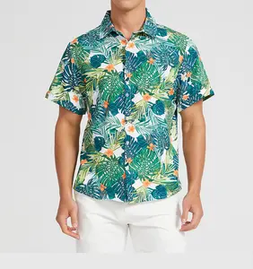 2024 New Fashion Custom Printed Summer Polyester Spandex Hawaiian Shirts For Men