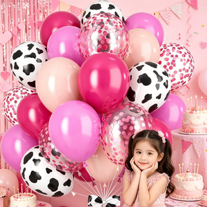 Décoration <span class=keywords><strong>de</strong></span> fête d'<span class=keywords><strong>anniversaire</strong></span> ou <span class=keywords><strong>de</strong></span> baby shower sur le thème <span class=keywords><strong>de</strong></span> la cowgirl et du rodéo, 35 pièces, ballons en latex rose à imprimé vache <span class=keywords><strong>de</strong></span> 12 pouces, ballons confettis roses pour <span class=keywords><strong>anniversaire</strong></span> - Product Image 1