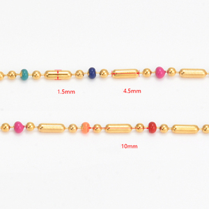 18k PVD or acier inoxydable émail multicolore perle chaîne collier boule chaîne pour la fabrication de bijoux à bricoler soi-même - Product Image 6