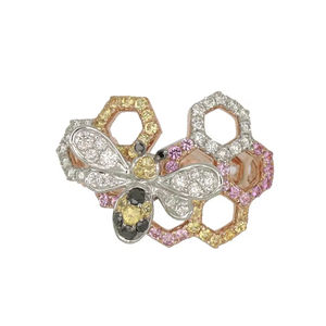 แหวนเงินแท้ประดับเพชรคิวบิกเซอร์โคเนียรูปสัตว์ แมลง ผึ้ง สำหรับผู้หญิง ขายส่งตามสั่ง - Product Image 1