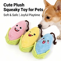 Jouets pour chiens en peluche mignons en forme de maïs, couineurs, doux, résistants aux morsures, interactifs, à motif de dessin animé, anti-ennui pour