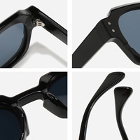 Lunettes de soleil carrées unisexes, vente directe usine, style premium, bords coupés polygonaux, rétro, personnalité, color blocking, tendance