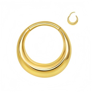 Anneau de septum nasal en forme de croissant de lune en acier inoxydable 316 doré, anneau de nez sans soudure pour usage quotidien - Product Image 1
