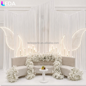 ชุดผ้าม่านตกแต่งงานแต่งงาน LEDA ดีไซน์ทันสมัย สวยหรู สีขาว ผ้าไหม ชุด 5 ชิ้น ฉากหลังงานแต่งงาน - Product Image 4