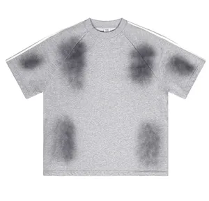 T-shirt peinture lavage lourd personnalisé acide surdimensionné t-shirt ample streetwear hommes t-shirts Logo Vintage
