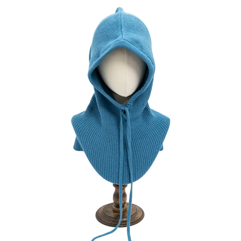Hot Selling High Quality Winter Warm Ring Scarf Adjustable Hooded Neck Collar Knitted Bonnet Custom Hat