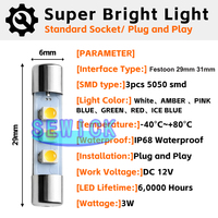 Équipement audio AC 8V, récepteur C5W, 29 mm, 31 mm, 3 SMD 1210 LED, lampe de lecture, feston 3SMD, éclairage de plaque d'immatriculation, ampoule LED bleue