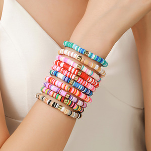 Polymer Clay <b>Beaded</b> <b>Bracelets</b> 10 Piece Set Stacked Colorful Bohemian Style Women's Jewelry Fashion Accessories - Product Image 2