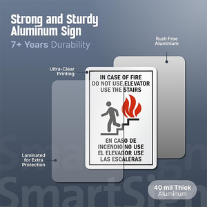 <span class=keywords><strong>Seguridad</strong></span> contra incendios bilingüe: EN CASO <span class=keywords><strong>DE</strong></span> INCENDIO, NO UTILICE EL ELEVADOR, UTILICE LAS ESCALAS, Cumple con ANSI/ISO |   Interior/Exterior |   Inglés y español - Product Image 2