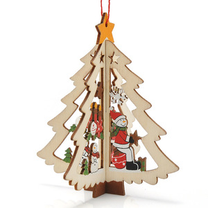 Vente chaude, pendentif <span class=keywords><strong>en</strong></span> <span class=keywords><strong>bois</strong></span> découpé au laser 2D 3D, ornement suspendu, <span class=keywords><strong>décoration</strong></span> d'<span class=keywords><strong>arbre</strong></span> de Noël - Product Image 2