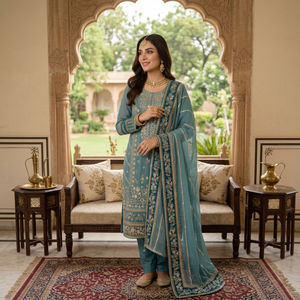 Ensemble indien pakistanais pour femmes, kurta en georgette brodée, sharara, tenue de fête et de mariage, longueur cheville, réversible - Product Image 1